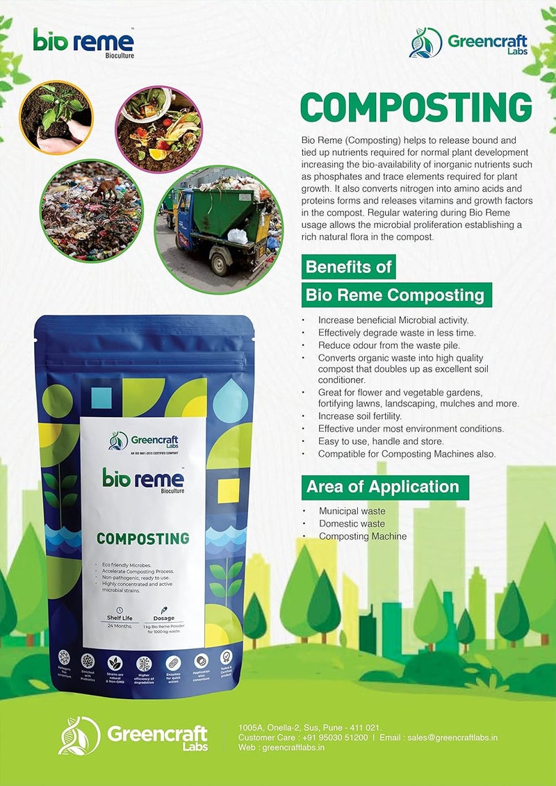 Bio Reme Compost Maker Powder 1kg EcoFriendly Microbes for Faster OdorFree Composting Richer Soil - Image 2