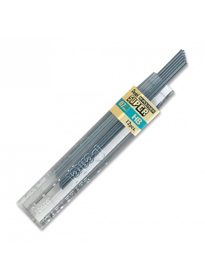 Pentel Super Hi-Polymer Lead Refill, 0.7mm Medium, HB, 12 Pieces of Lead - Image 1