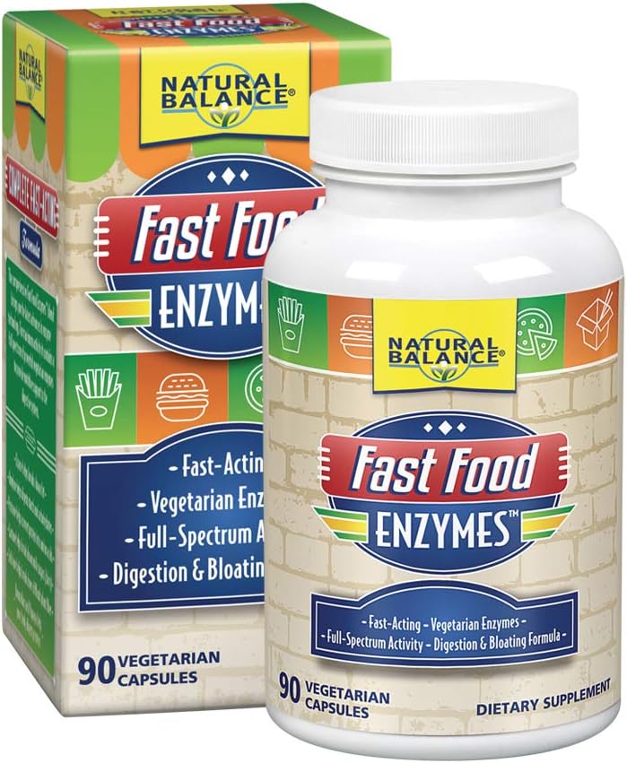 Natural Balance Fast Food Enzymes - 90 Vegetarian Capsules for Digestive Support - Image 1