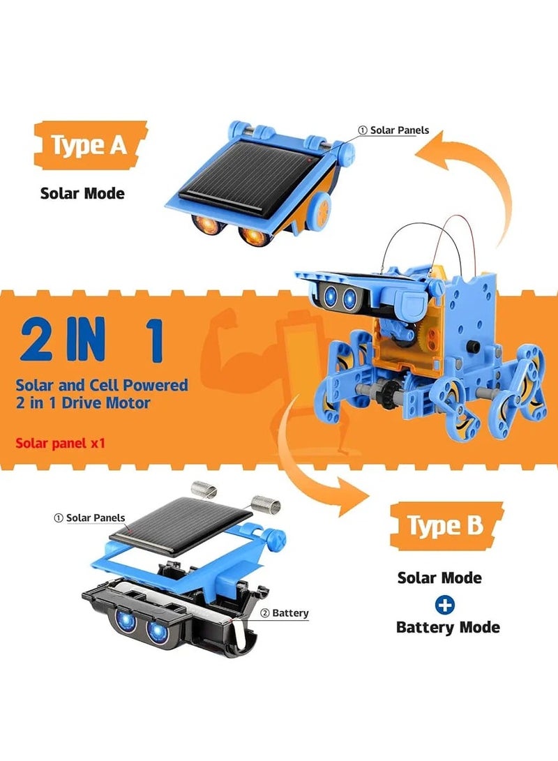 STEM Projects 12-in-1 Solar Robot Toys for Kids – 190 Pieces Solar & Battery-Powered Dual Drive Educational DIY Kit  - Image 2