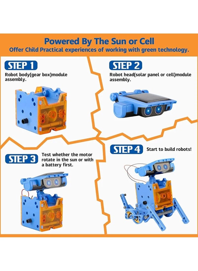 STEM Projects 12-in-1 Solar Robot Toys for Kids – 190 Pieces Solar & Battery-Powered Dual Drive Educational DIY Kit  - Image 3