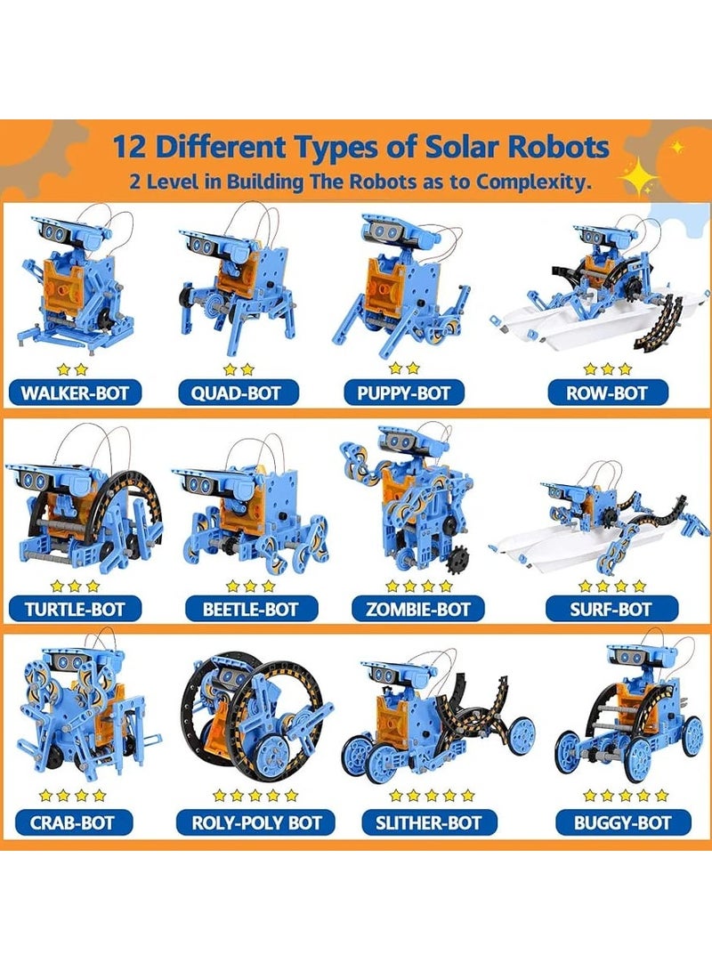 STEM Projects 12-in-1 Solar Robot Toys for Kids – 190 Pieces Solar & Battery-Powered Dual Drive Educational DIY Kit  - Image 4