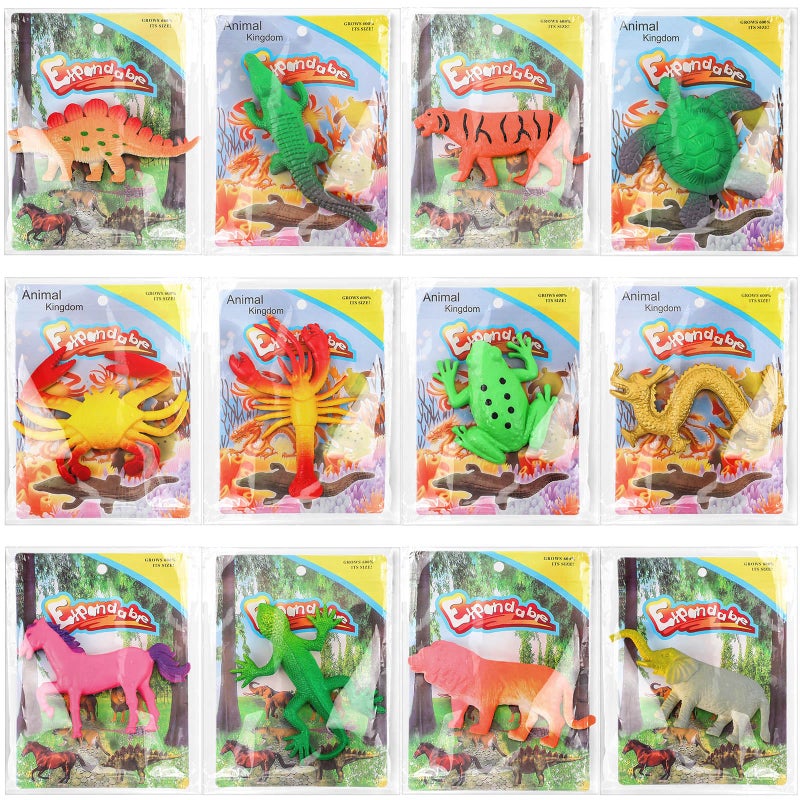 Outus 8 Pieces Growing Animal Creature Expandable Giant Grow 3D Water Creature Set Easter Egg Basket Filler Grow in Water Fish Favors Party Supply Gift PiÃ±ata Stuffer Classroom Prize(Multiple Animal) - Image 1
