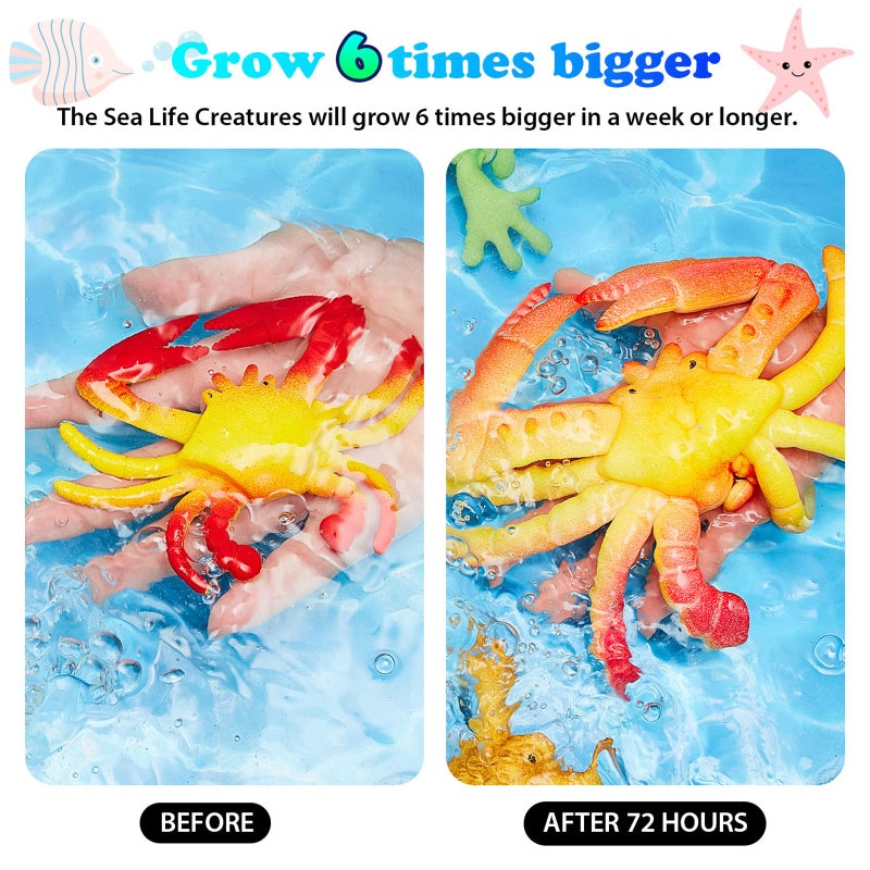 Outus 8 Pieces Growing Animal Creature Expandable Giant Grow 3D Water Creature Set Easter Egg Basket Filler Grow in Water Fish Favors Party Supply Gift PiÃ±ata Stuffer Classroom Prize(Multiple Animal) - Image 4