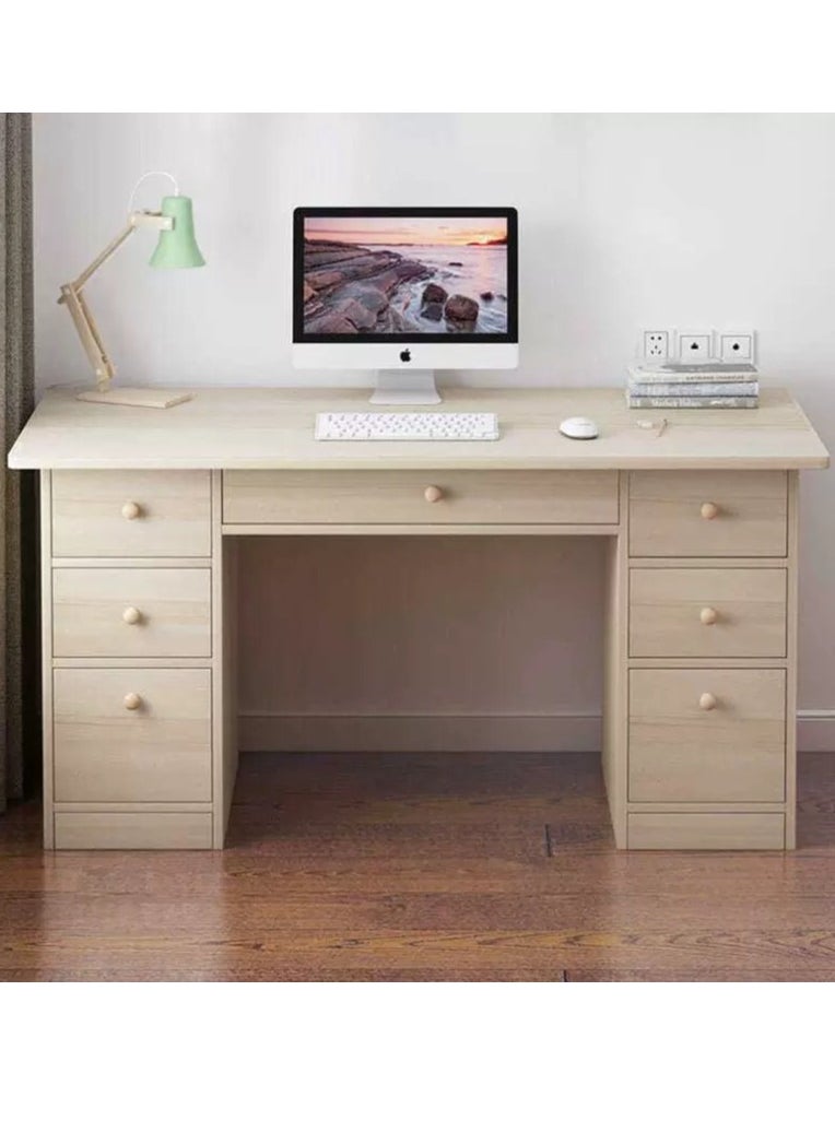 Generic - Solid Wood Office Desk Computer Desk Office Table with 7 Drawers Large Capacity Spacious and Durable Table Simple Student Study Desk for Home Office - Image 1