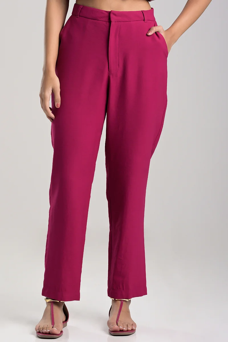 Fuchsia Tailored Carrot Pants