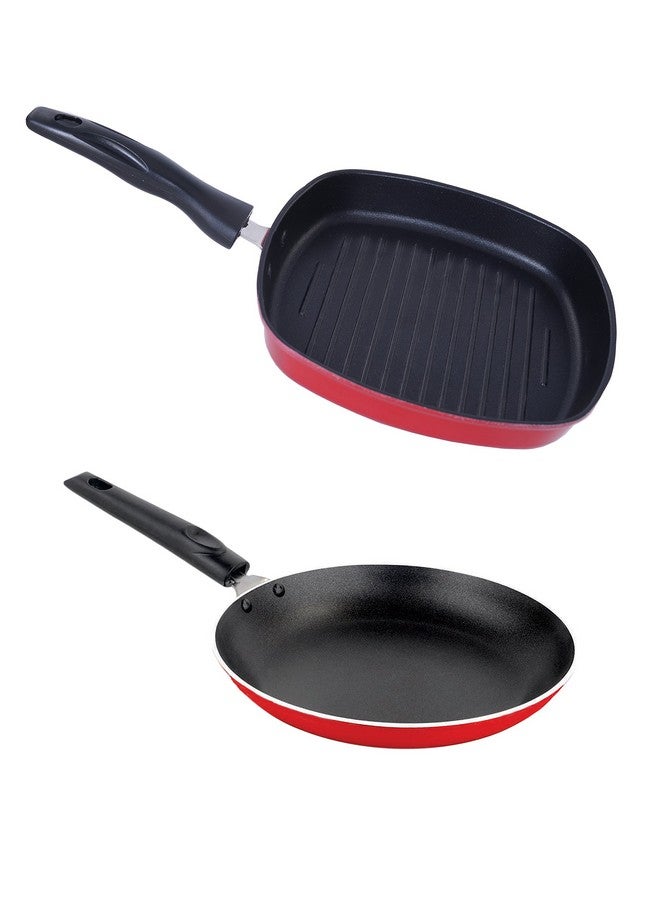 Nirlon Non-Stick Coated 2 Piece Gas Compatible Kitchenware Essential Combo Gift Set Offer with Bakelite Handle, 2.6mm_TP_GP(24)