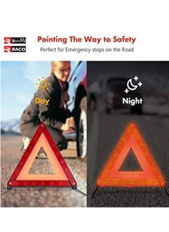 راكو RACO Emergency Warning Car Triangle Road Safety Reflective Foldable Fold Up Complied with European Standard ECE R27  - Image 5