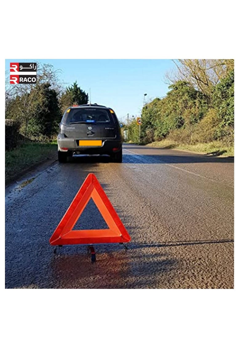 RACO - RACO Emergency Warning Car Triangle Road Safety Reflective Foldable Fold Up Complied with European Standard ECE R27 - Image 1