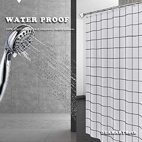 DEARARTBath White Grid Shower Curtain Liner for Bathroom, 60''W*72''H inch Fabric Shower Curtains with Grommet and 12 Hooks, Waterproof Machine Washable Easy Clear Easy Care - Image 4