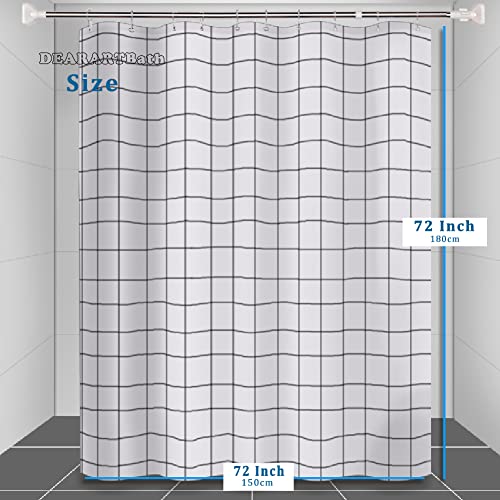 DEARARTBath White Grid Shower Curtain Liner for Bathroom, 60''W*72''H inch Fabric Shower Curtains with Grommet and 12 Hooks, Waterproof Machine Washable Easy Clear Easy Care - Image 2