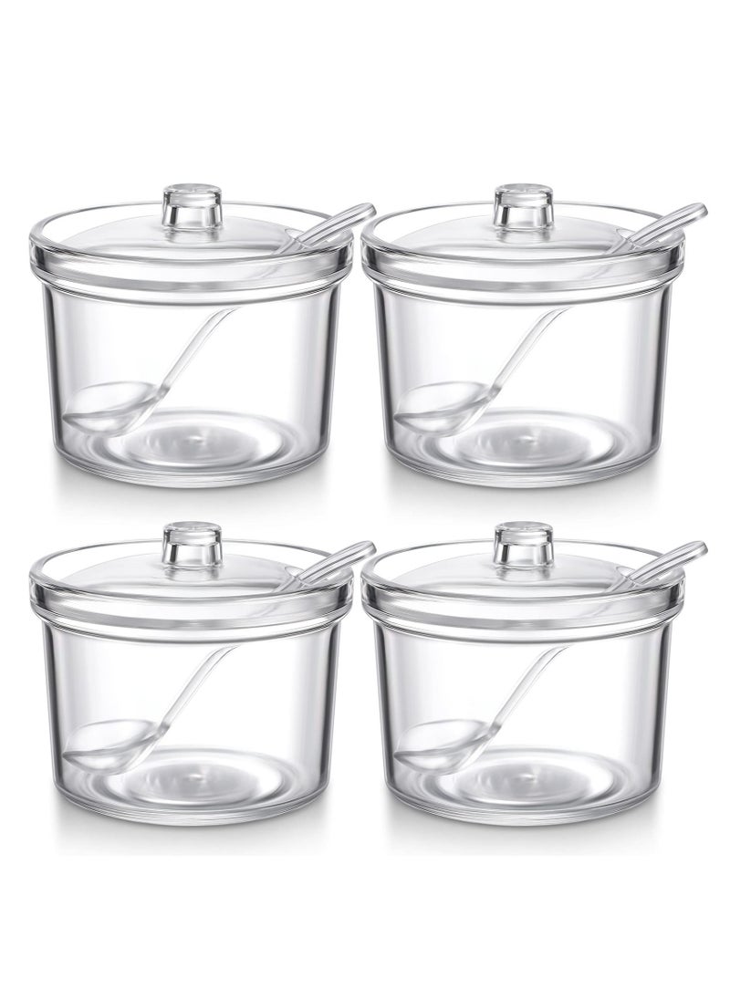 Excefore Clear Acrylic Sugar Bowl With Lid And Spoon For Coffee Bar AccessoriesCereal Bowls Tea Kitchen Countertop Canisters & Baking for Sugar Salt Spices Condiments 7.1 oz  - Image 1