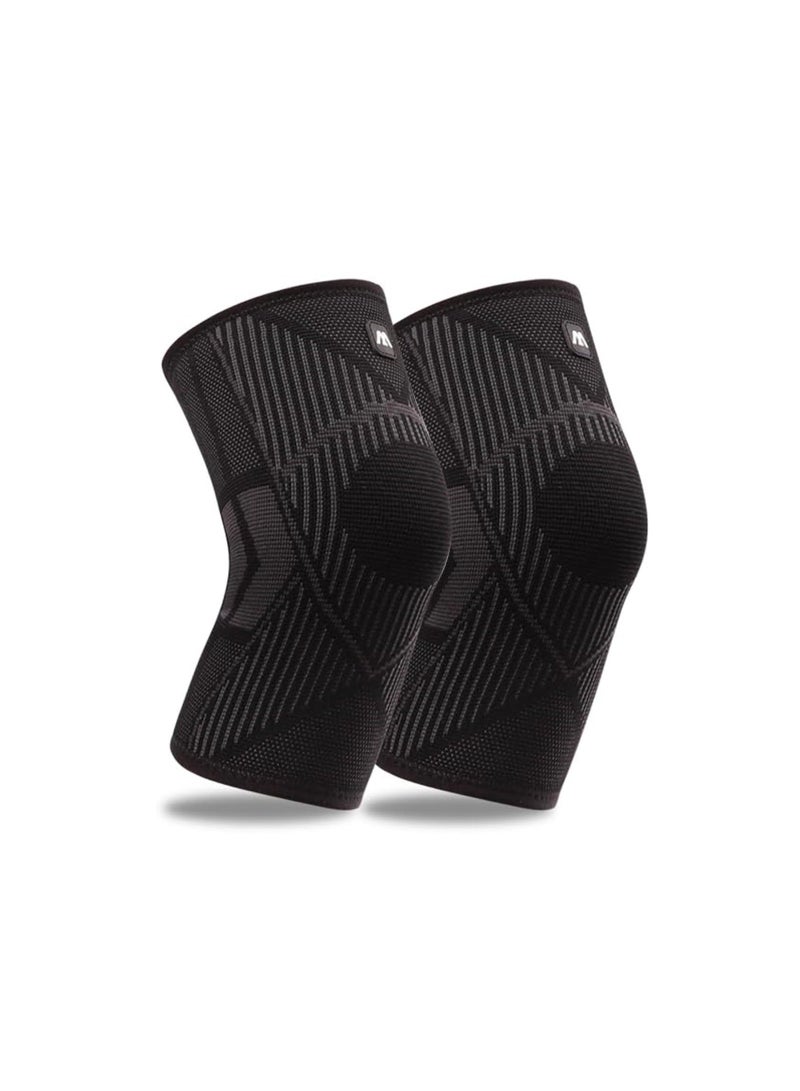Generic Compression Knee Brace for Women & Men, Knee Supports Sleeves for Knee Pain, ACL, Arthritis Pain Relief, Running, Working Out, Basketball, Weightlifting (Large, Black) - Image 1