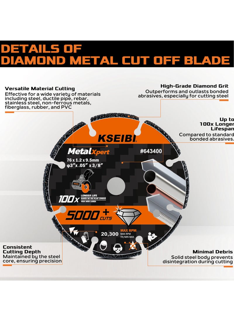 KSEIBI Diamond Metal Cut Off Blade, Professional Disc, Efficient Cutting, Ideal for Cutting Metal, Stainless Steel, Copper, Aluminum, Cutting Metal Beams, Pipes, Automotive Repairs, Durable Cutting Tool.  - Image 3