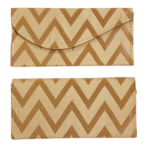 Moira Beige Silk Printed Cloth Envelopes 5pcs 21 X11 cms for Shagun, Sagun, Gifting - Image 3