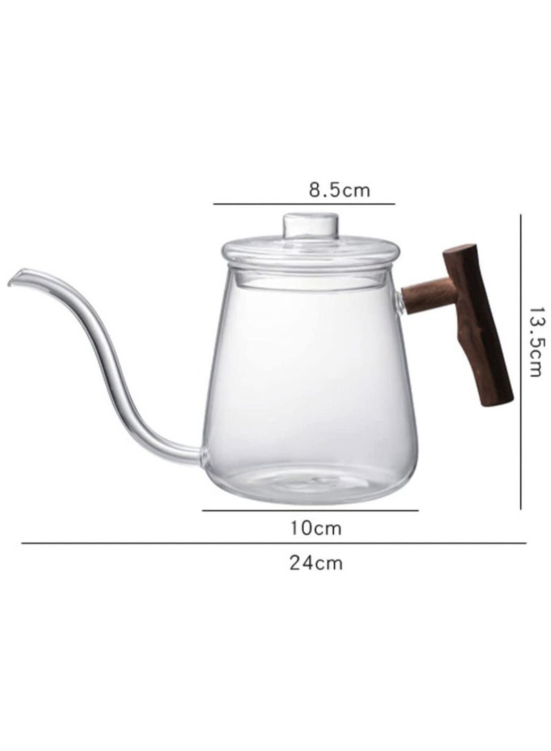MIBRU 700ml Glass Coffee Tea Pot Gooseneck Drip Kettle Swan Neck Thin Mouth Long Mouthed Pot Coffee Maker Home Teapot Coffee Drip Pot Glass - Image 5