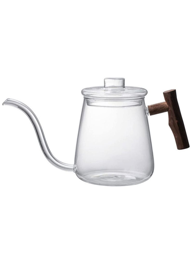 MIBRU 700ml Glass Coffee Tea Pot Gooseneck Drip Kettle Swan Neck Thin Mouth Long Mouthed Pot Coffee Maker Home Teapot Coffee Drip Pot Glass - Image 2