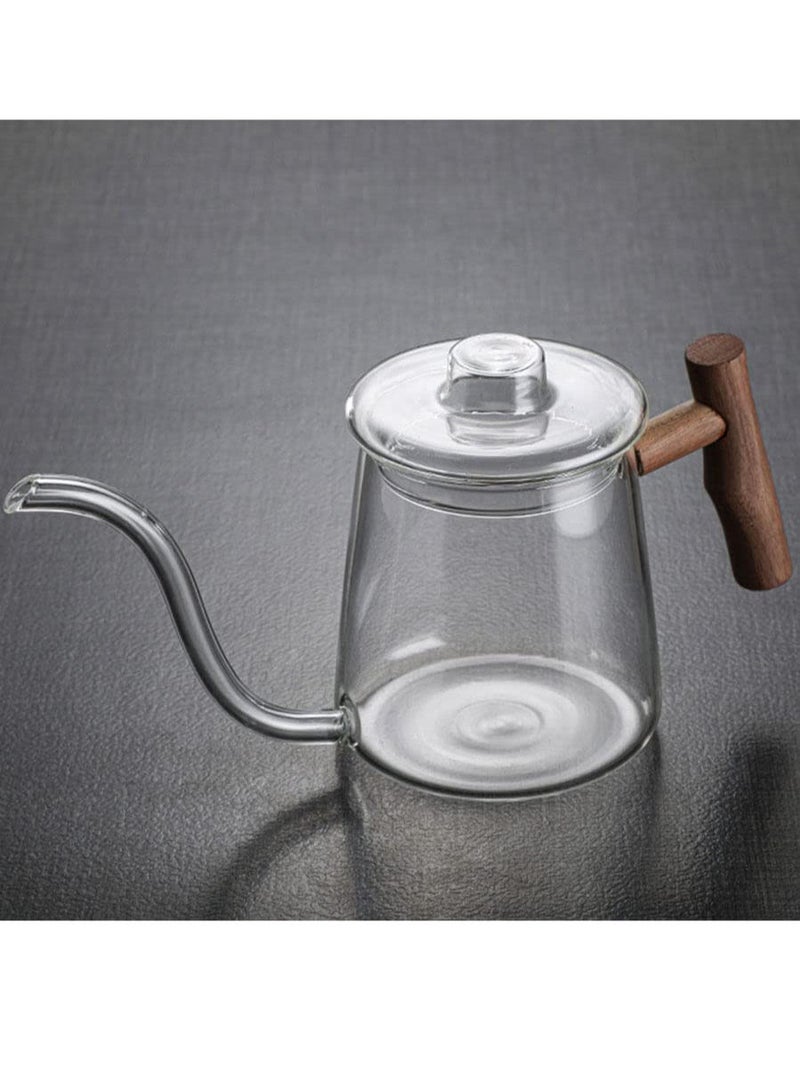 MIBRU 700ml Glass Coffee Tea Pot Gooseneck Drip Kettle Swan Neck Thin Mouth Long Mouthed Pot Coffee Maker Home Teapot Coffee Drip Pot Glass - Image 3