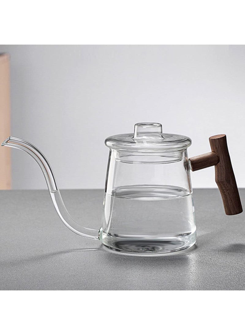 MIBRU 700ml Glass Coffee Tea Pot Gooseneck Drip Kettle Swan Neck Thin Mouth Long Mouthed Pot Coffee Maker Home Teapot Coffee Drip Pot Glass - Image 4
