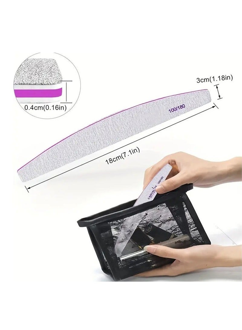 6pcs Nail File Set, Professional Washable Double-Sided Nail File 100/180 Grit, for Manicure with Smooth Edges - Image 4
