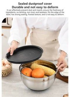 Sharpdo 304 Kitchen Baking Stainless Steel Mixing Bowl Salad Bowl Set with Cover, Contains 9-Piece Kitchenware Set  - Image 4