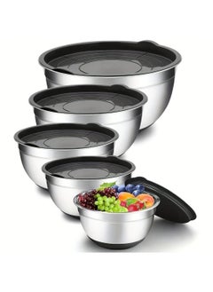 Sharpdo 304 Kitchen Baking Stainless Steel Mixing Bowl Salad Bowl Set with Cover, Contains 9-Piece Kitchenware Set  - Image 2