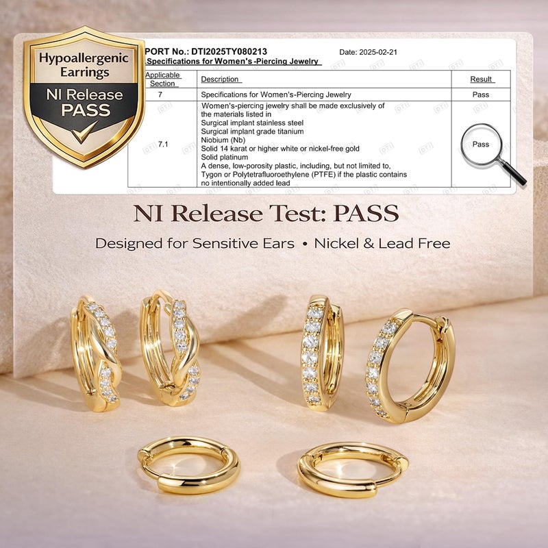 Inerney 14K Gold Plated Huggie Hoop Earrings Set for Women, Hypoallergenic Small Cartilage Helix Earring Stacks, Dainty Cute Trendy Mini Birthstone Jewelry Gift for Multiple Piercings 3 Pairs - Image 4