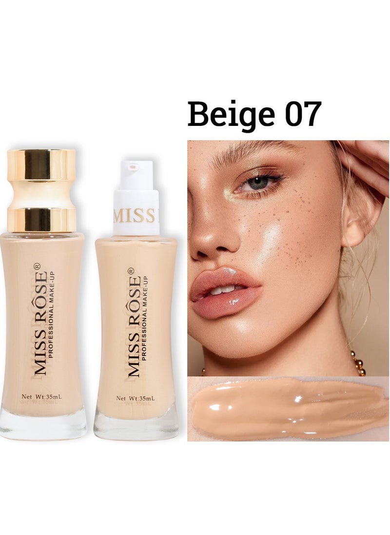 Miss Rose كريم أساس سائل مرطب للوجه يدوم طويلاً ولا يتلطخ، خافي عيوب طبيعي شفاف وخفيف الوزن، لون بشرة موحد  - Image 1