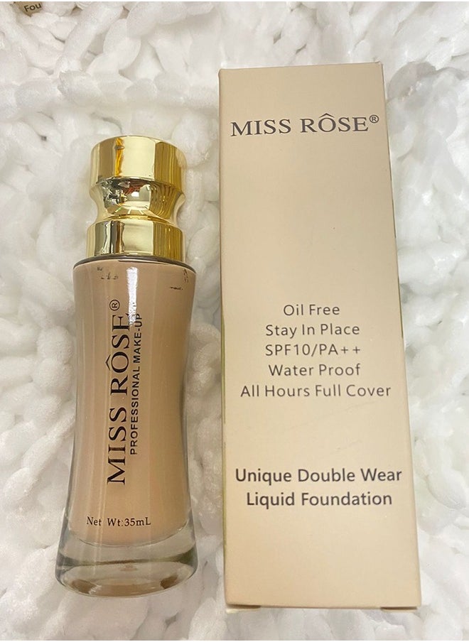 Miss Rose كريم أساس سائل مرطب للوجه يدوم طويلاً ولا يتلطخ، خافي عيوب طبيعي شفاف وخفيف الوزن، لون بشرة موحد  - Image 4
