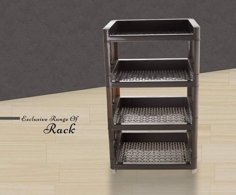 ShopoBox Multi Purpose Unbreakable Plastic Rack 4 Shelves Fruits Vegetable Storage Household Office Stand Multi Color - Image 5