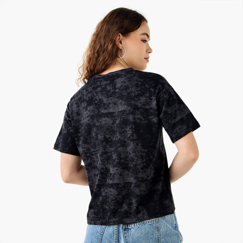 SP Characters Mickey Mouse Print T-shirt with Crew Neck and Short Sleeves
