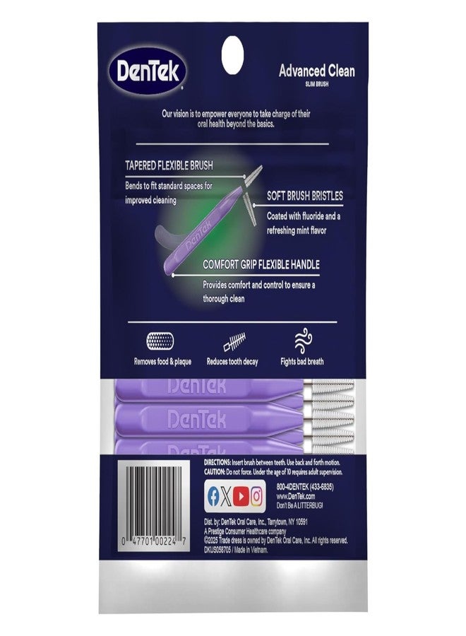 DenTek Advanced Clean Slim Brush Interdental Cleaners, Extra Tight Between Teeth Brushes, Plaque Removal, Dental Picks for Oral Care, Fresh Mint Mouthwash Blast, 32 Count (Pack of 1 - Image 2