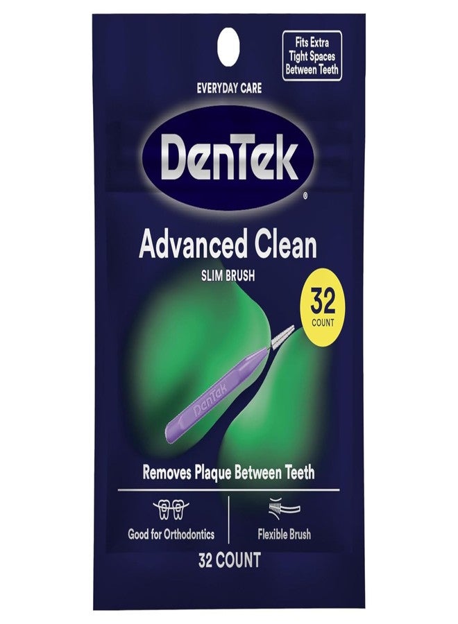 DenTek Advanced Clean Slim Brush Interdental Cleaners, Extra Tight Between Teeth Brushes, Plaque Removal, Dental Picks for Oral Care, Fresh Mint Mouthwash Blast, 32 Count (Pack of 1 - Image 1