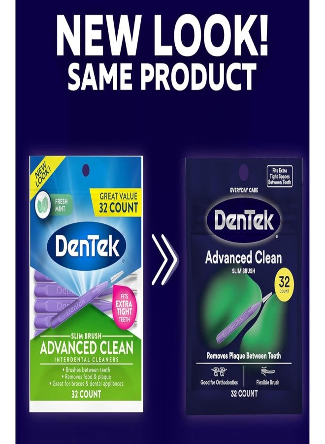 DenTek Advanced Clean Slim Brush Interdental Cleaners, Extra Tight Between Teeth Brushes, Plaque Removal, Dental Picks for Oral Care, Fresh Mint Mouthwash Blast, 32 Count (Pack of 1 - Image 3