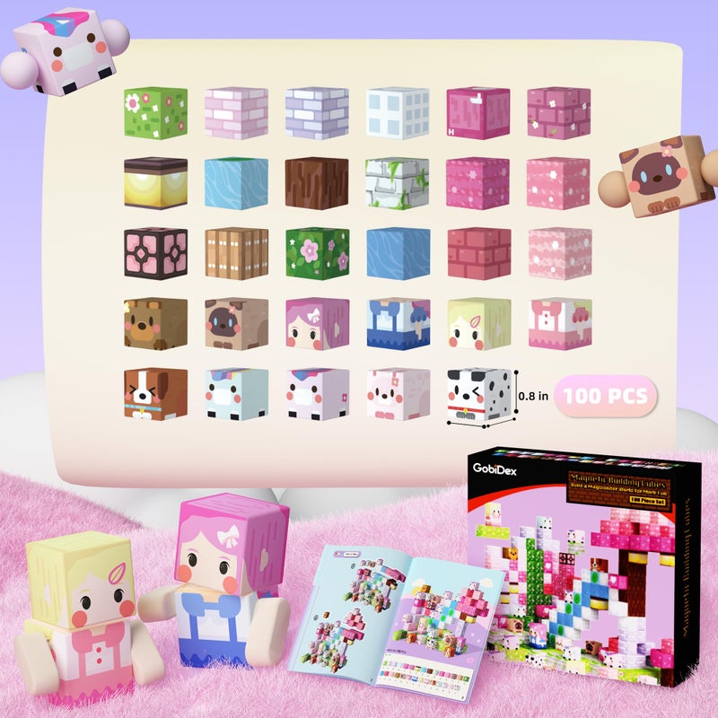 GobiDex 100PCS Magnetic Blocks Kid Building Toys for 3+ Years Old Girls, Upgraded STEM Sensory Gifts for Princess, Kids Magnets Game for Toddler - Image 4