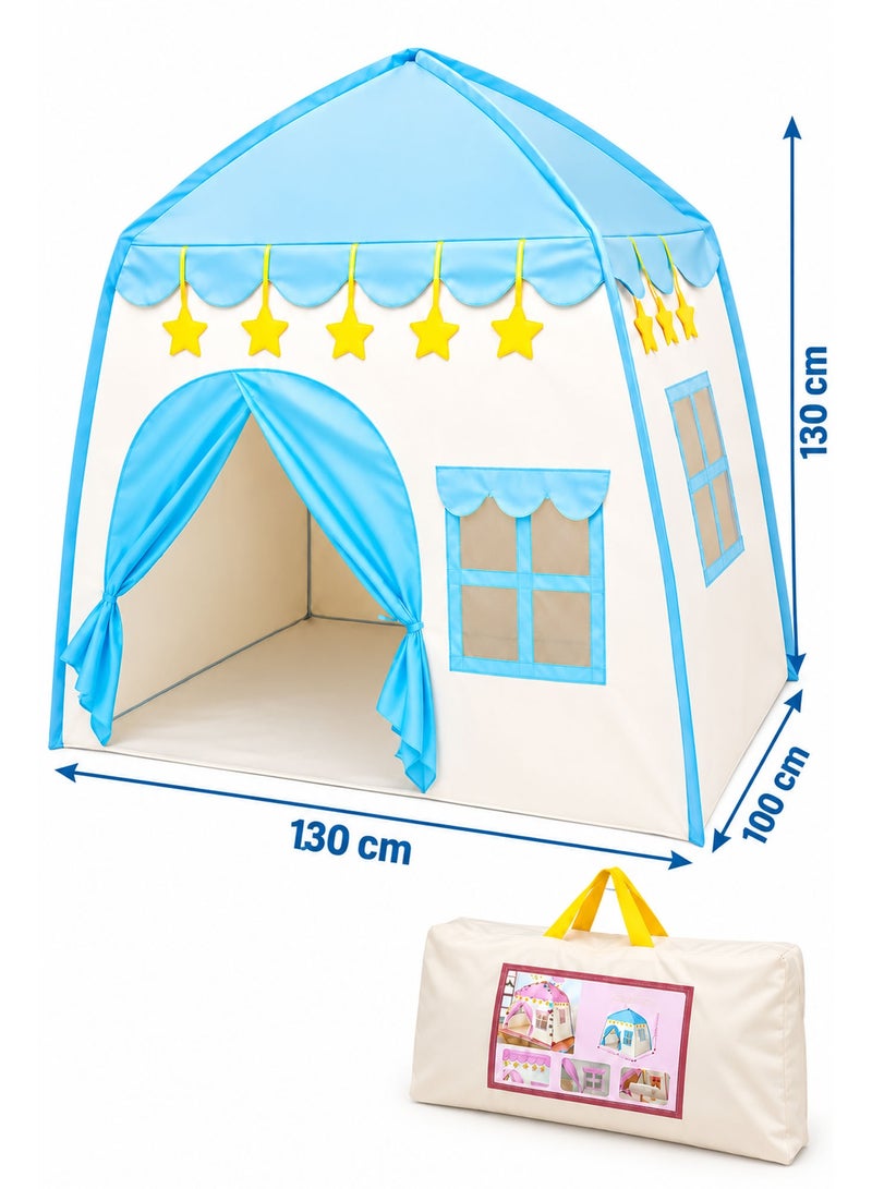 Kids Playhouse Tent 130×100×130cm with Carrying Bag – Large Portable Indoor & Outdoor Children’s Castle Play Tent, Easy Setup Pretend Play House Gift for Boys & Girls (Blue) - Image 5