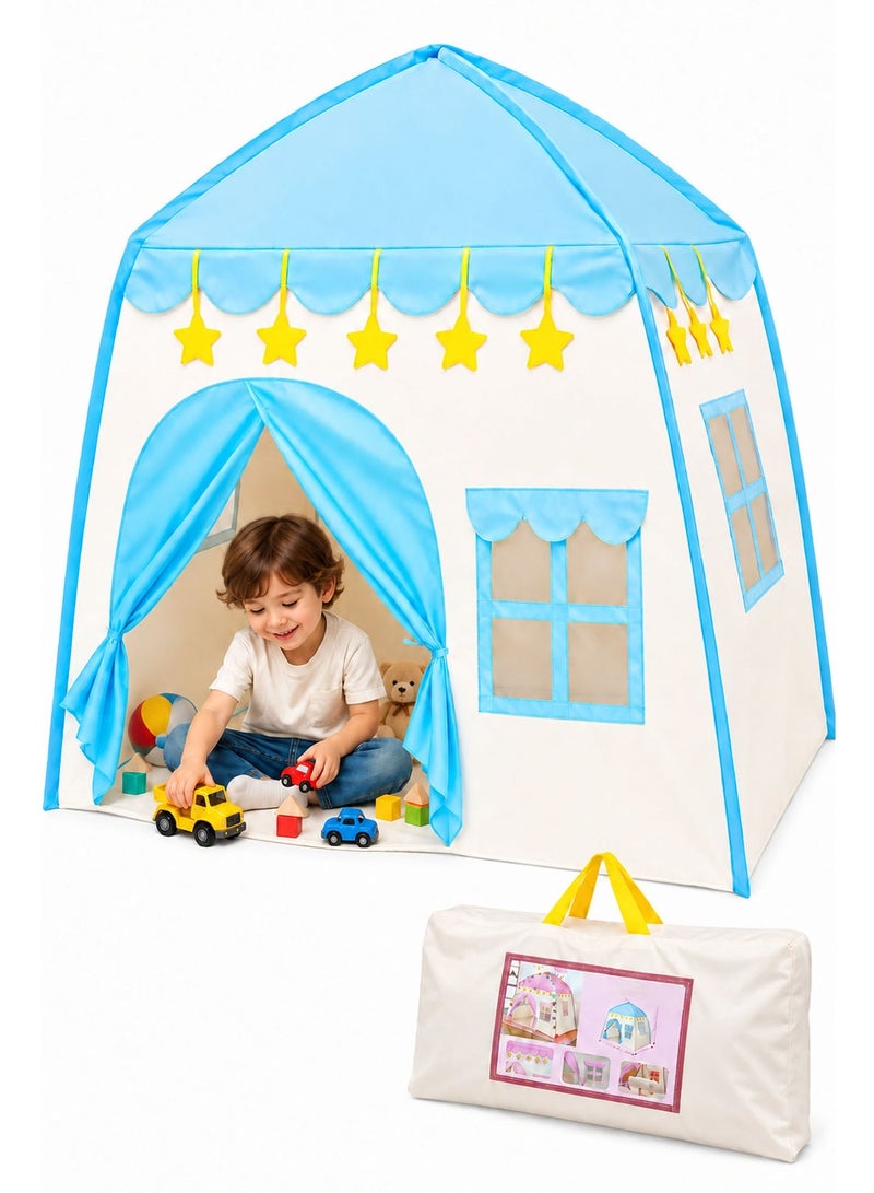 Kids Playhouse Tent 130×100×130cm with Carrying Bag – Large Portable Indoor & Outdoor Children’s Castle Play Tent, Easy Setup Pretend Play House Gift for Boys & Girls (Blue) - Image 1