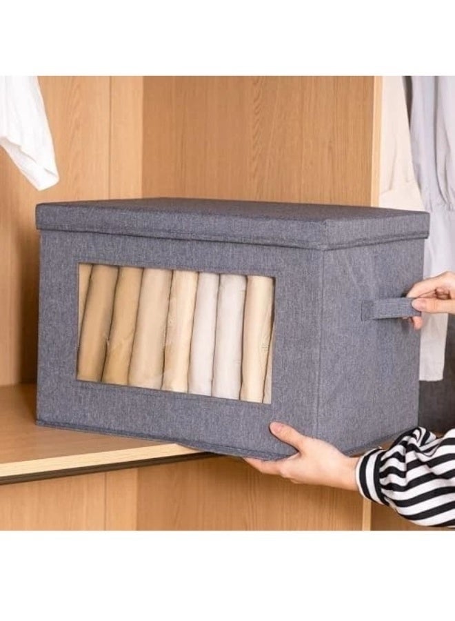 Foldable fabric clothes storage box - Wardrobe (closet) organizer - Storage box with transparent viewing window and strong side handles - Space-saving home and household organizer (40×25×25 cm) - Fabric storage bag for protection from dust and moisture - 1 piece. - Image 5