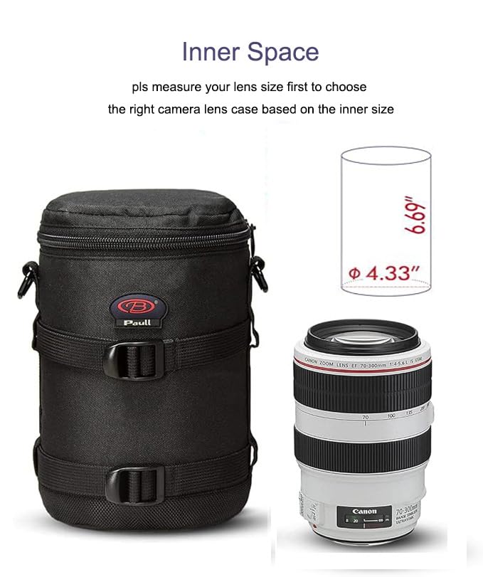 BPAULL Camera Lens Case DSLR Camera Lens Bag Fits for Canon Nikon Pentax Sony Olympus Panasonic and Other Camera Lens - Image 2