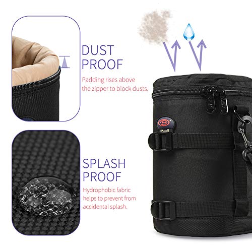 BPAULL Camera Lens Case DSLR Camera Lens Bag Fits for Canon Nikon Pentax Sony Olympus Panasonic and Other Camera Lens - Image 4