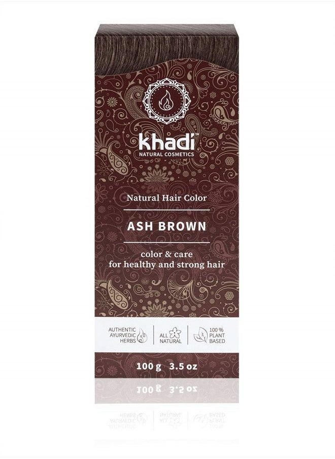 Khadi - khadi ASH BROWN Natural Hair Color, Plant based hair dye for matte, medium ash brown to intense coffee brown – without red undertones, 100% herbal, vegan, PPD & chemical free, for healthy hair 3.5oz - Image 1
