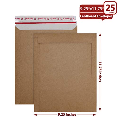 Xxcxpark 25 Pack kraft brown Rigid Mailers 9.25 x 11.75 inches, Self Seal Photo Document Mailers Premium Cardboard Keep Flat Envelopes for Photos, Pictures, Papers, Files, CD - Image 2