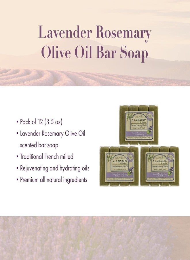 A LA MAISON Lavender Rosemary Olive Oil Bar Soap - Uses: Hand and Body, Triple Milled, Essential Oils, Biodegradable, Plant Based, Vegan, Cruelty-Free, Alcohol & Paraben Free (12 Bars of Soap, 3.5 oz) - Image 2