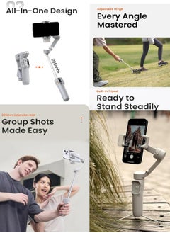 hohem Hohem iSteady X3 3-axis Palm Foldable Smartphone Gimbal with built in extendable selfie rod, detachable remote controller and Ai Tracking (Grey)  - Image 5