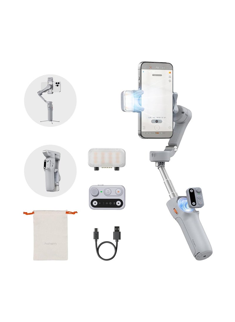 hohem - Hohem iSteady X3 3-axis Palm Foldable Smartphone Gimbal with built in extendable selfie rod, detachable remote controller and Ai Tracking (Grey) - Image 1