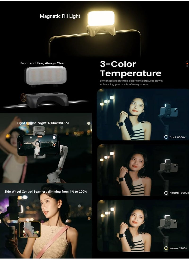 hohem - Hohem iSteady X3 3-axis Palm Foldable Smartphone Gimbal with built in extendable selfie rod, detachable remote controller and Ai Tracking (Grey) - Image 1