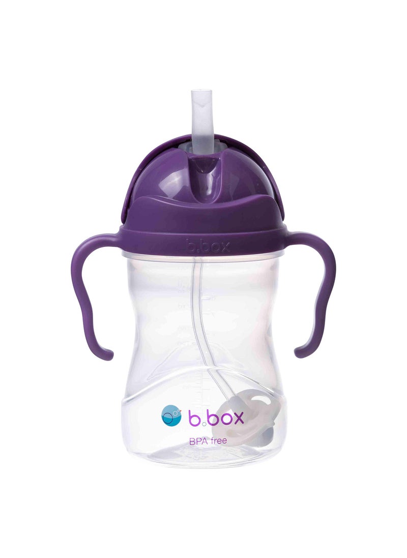 b.box bbox Sippy Cup with Weighted Straw Drink from any Angle Leak Proof Spill Proof Easy Grip BPA Free Dishwasher Safe For Babies 6m to Toddlers Grape 8oz 