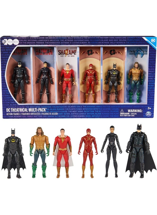 DC Comics DC Comics, DC Theatrical Multi-Pack (Limited Edition), 6 Iconic Super Hero Action Figures, 4-inch Tall, WB 100 Years Anniversary Collectible, Superhero Kids Toys for Boys and Girls, Ages 3+ - Image 1