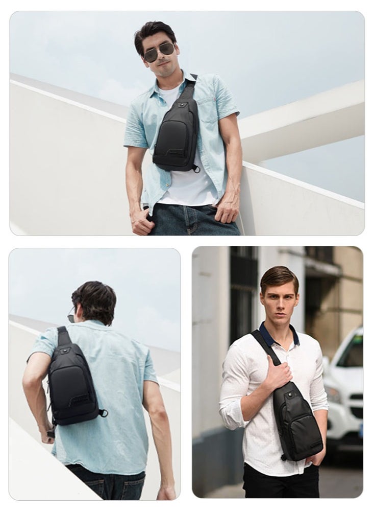 ARCTIC HUNTER Business Chest Sling Bag, Durable Sport Travel Shopping Phone Money Pouch for Men, Black  - Image 2