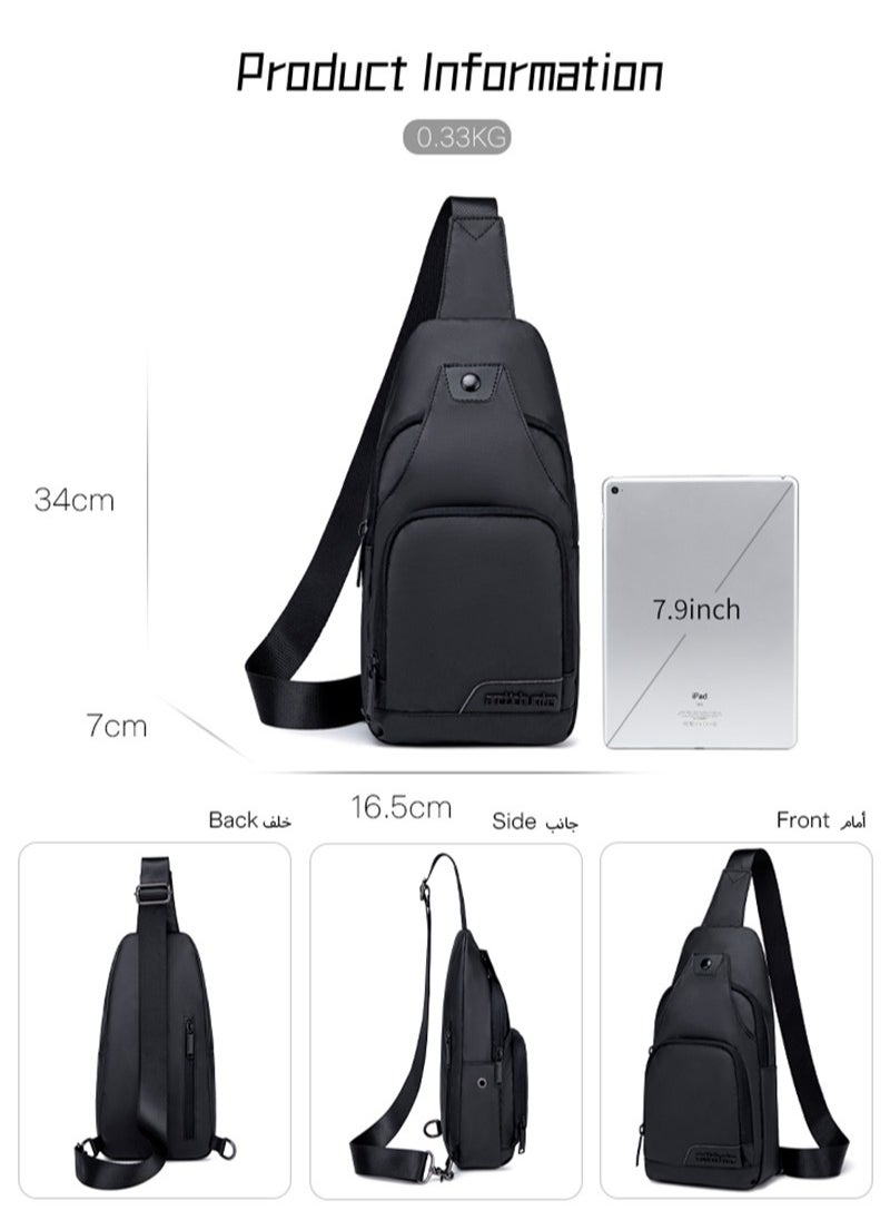 ARCTIC HUNTER Business Chest Sling Bag, Durable Sport Travel Shopping Phone Money Pouch for Men, Black  - Image 3